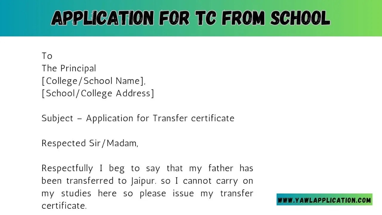 Application For Tc From School